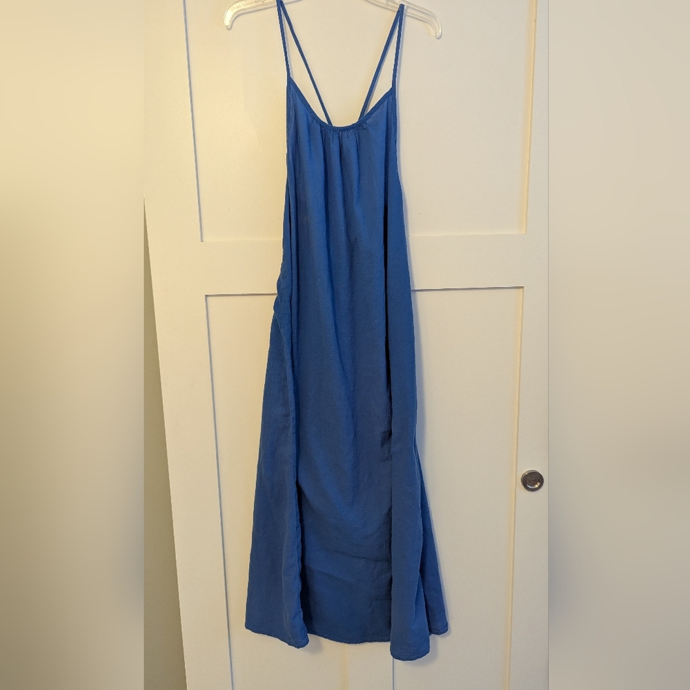 Aerie Blue Maxi Dress with Criss Cross Back Large